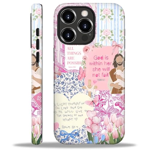 COTAIL Schutzhülle für iPhone 16 Pro Max, 2-lagige Hybrid-Hülle, militärischer Schutz, langlebig, stoßfest, kratzfest, rosa blaue Jesus-Collage COTAIL Schutzhülle für iPhone 16 Pro Max, 2-lagige Hybrid-Hülle, militärischer Schutz, langlebig, stoßfest, kratzfest, rosa blaue Jesus-Collage von COTAIL