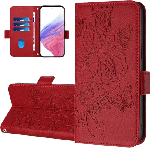 COTDINFOR Brieftasche Handyhülle für iPhone 15 Hülle [RFID-Blockierung] Flip Cover Stoßfest Schutzhülle mit Kartenfach Standfuntion Wallet Handy Tasche Hülle für iPhone 15 Red YBMG von COTDINFOR