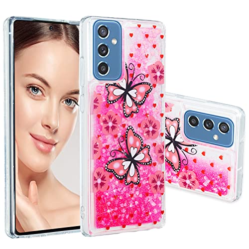 COTDINFOR Compatible with Samsung Galaxy A05S Hülle Flüssigkeit Glitzer Cover Sparkle Floating Bling Stoßfest Schutzhülle Handyhüllen Kratzfest Case Cover für Samsung A05S Butterfly XYLS. von COTDINFOR