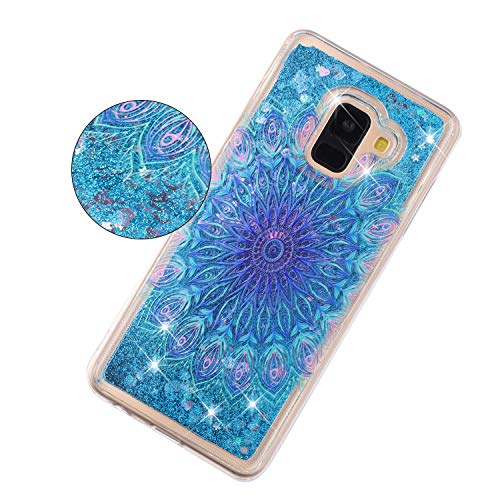 COTDINFOR Compatible with Samsung Galaxy A8 2018 Hülle Flüssigkeit Glitzer Flip Cover Sparkle Floating Bling Stoßfest Schutzhülle Handyhüllen für Galaxy A8 2018 Case Blue Totem XYLS. von COTDINFOR