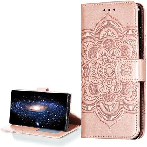 COTDINFOR Compatible with iPhone 15 Hülle PU Leder Brieftasche Schutzhülle Flip Stoßfeste Magnetisch Klapphüllen Kartenfächer Handyhülle für iPhone 15 Cover Rose Gold Mandala LD. von COTDINFOR