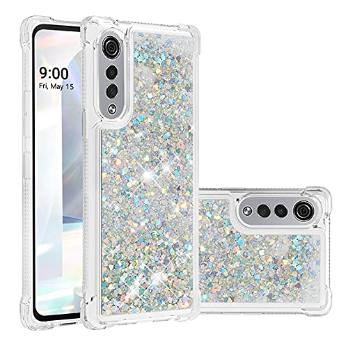 COTDINFOR Kompatibel mit LG Velvet Hülle Flüssigkeit Glitzer Stoßfest Quicksand Fließend Glänzend Schlank Schutzhülle Silikon Handyhüllen für LG Velvet TPU Love Silber YBWTLS. von COTDINFOR