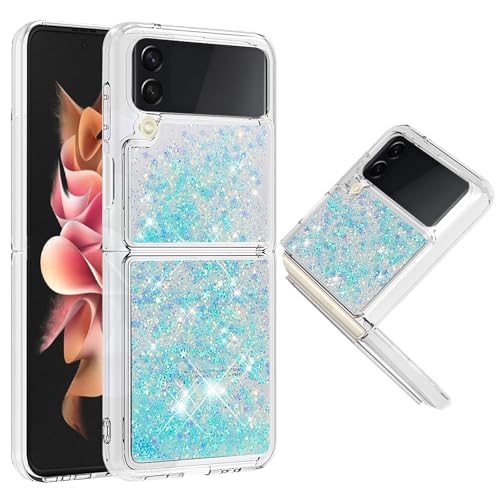 COTDINFOR Kompatibel mit Samsung Galaxy Z Flip 4 Hülle Flüssigkeit Glitzer Stoßfest Quicksand Fließend Glänzend Schlank Schutzhülle Silikon Handyhüllen für Galaxy Z Flip 4 TPU Star Blue YBWTLS. von COTDINFOR