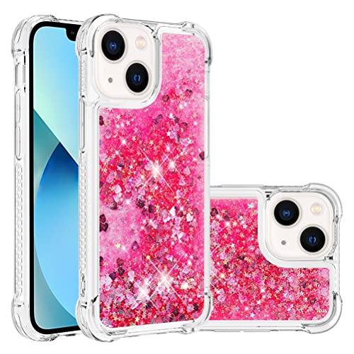 COTDINFOR Kompatibel mit iPhone 13 Hülle Flüssigkeit Glitzer Stoßfest Fließend Glänzend Schlank Hülle für Schutzhülle Silikon Handyhüllen für Phone 13 TPU Love Rose YBWTLS. von COTDINFOR