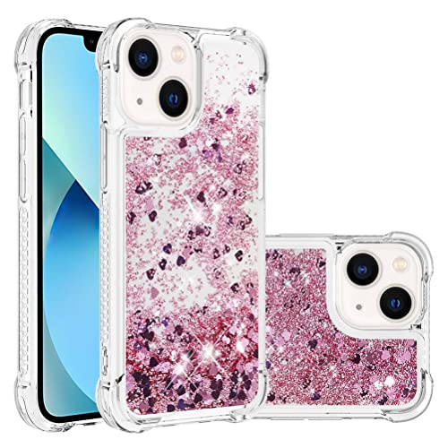 COTDINFOR Kompatibel mit iPhone 13 Mini Hülle Flüssigkeit Glitzer Stoßfest Fließend Glänzend Schlank Hülle für Schutzhülle Silikon Handyhüllen für Phone 13 Mini TPU Love Rose Gold YBWTLS. von COTDINFOR