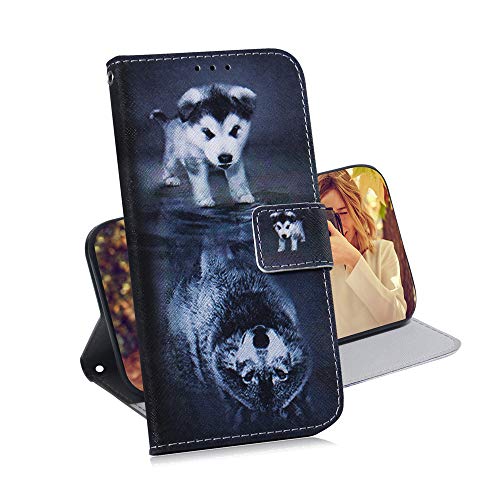 COTDINFOR Nokia 7.2 Hülle Kreativ Art Painted cool Schutzhülle PU Leder Flip Bookcase Handy Tasche Schale mit Magnet Standfunktion Etui für Nokia 6.2/7.2 Wolf Dog TX-CH. von COTDINFOR