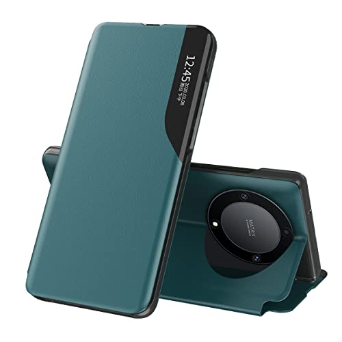 COTDINFOR kompatibel mit Honor Magic 6 Lite Hülle mit Sichtfenster Premium Leder Schutzhülle Smart View Flip Handyhülle etui mit Klappbarer Ständer Handy-Hülle Honor Magic 6 Lite Cyan CC. von COTDINFOR