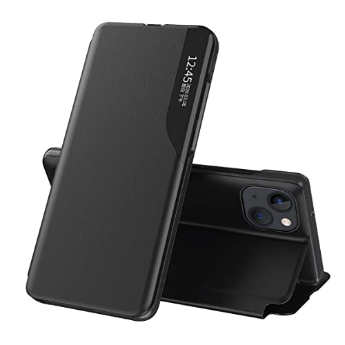 COTDINFOR kompatibel mit iPhone 16 Pro Max Hülle mit Sichtfenster Premium Leder Schutzhülle Smart View Flip Handyhülle etui mit Klappbarer Ständer Handy-Hülle iPhone 16 Pro Max Schwarz CC. von COTDINFOR