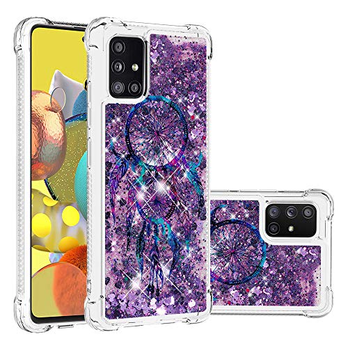 COTDINFORCA Case für Samsung Galaxy A51 5G Hülle Flüssigkeit Glitzer Flip Cover Protective Sparkle Floating Bling Shockproof Schutzhülle Handyhüllen für Galaxy A51 5G Dreamcatcher YB. von COTDINFORCA