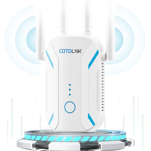 COTDLNK 2025 WLAN Verstärker für Heim WLAN Repeater WiFi Booster bis zu 2600sq.ft WiFi Internet Repeater | 1200 Mbit/s | Dualband 2.4G&5G | Einfache Einrichtung | EU-Stecker von COTDLNK