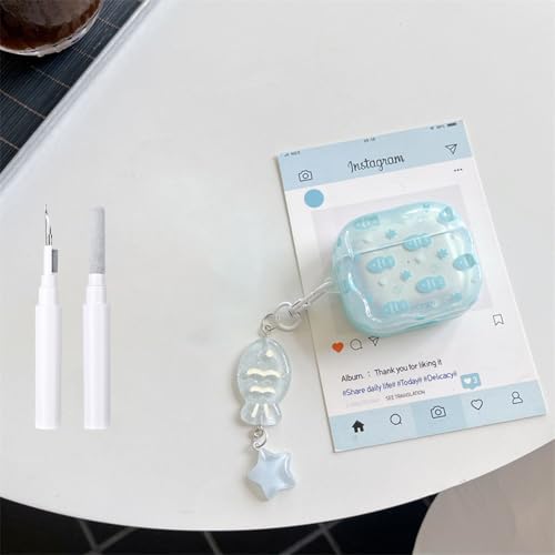 COTYPOFLIYTT Kompatibel mit AirPods 3. Generation, weiches TPU, mit Reinigungsset, kreativer Cartoon-Fisch-Stern-Schlüsselanhänger, stoßfeste Abdeckung für Airpods 3, Wasserblau COTYPOFLIYTT Kompatibel mit AirPods 3. Generation, weiches TPU, mit Reinigungsset, kreativer Cartoon-Fisch-Stern-Schlüsselanhänger, stoßfeste Abdeckung für Airpods 3, Wasserblau von COTYPOFLIYTT