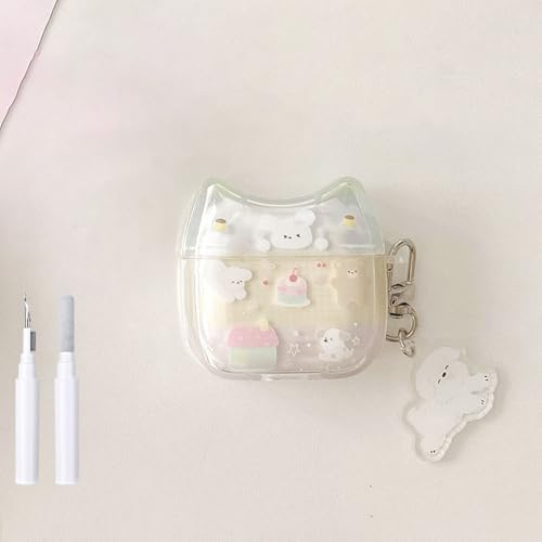 COTYPOFLIYTT Kompatibel mit AirPods 4 Hülle, weiches TPU, transparent, mit Reinigungsset, niedlicher Hunde-Schlüsselanhänger, Katzenabdeckung für Mädchen und Frauen, Airpods 4. Generation, weißer COTYPOFLIYTT Kompatibel mit AirPods 4 Hülle, weiches TPU, transparent, mit Reinigungsset, niedlicher Hunde-Schlüsselanhänger, Katzenabdeckung für Mädchen und Frauen, Airpods 4. Generation, weißer von COTYPOFLIYTT