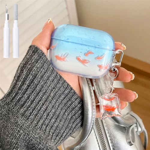 COTYPOFLIYTT Kompatibel mit AirPods Pro Hülle, weiches TPU mit Reinigungsset, Cartoon-Fisch, Schlüsselanhänger-Schutzhülle für Airpods Pro 2. / 1. Generation, transparent blau COTYPOFLIYTT Kompatibel mit AirPods Pro Hülle, weiches TPU mit Reinigungsset, Cartoon-Fisch, Schlüsselanhänger-Schutzhülle für Airpods Pro 2. / 1. Generation, transparent blau von COTYPOFLIYTT