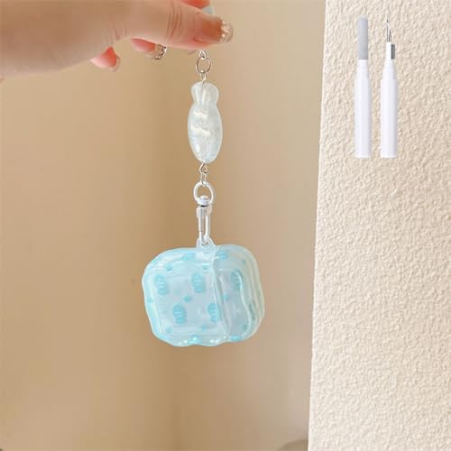 COTYPOFLIYTT Kompatibel mit AirPods Pro Hülle, weiches TPU mit Reinigungsset, kreativer Cartoon-Fischstern-Schlüsselanhänger, stoßfeste Abdeckung für Airpods 2/Airpods 1 Generation, Wasserblau von COTYPOFLIYTT