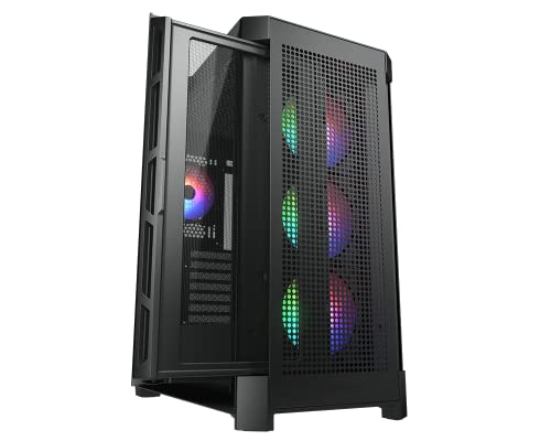 COUGAR DUOFACE PRO RGB Mid Tower PC-Gehäuse mit 2 separaten Mesh-Frontplatten und Glas und RGB-Lüftern (Black) von COUGAR