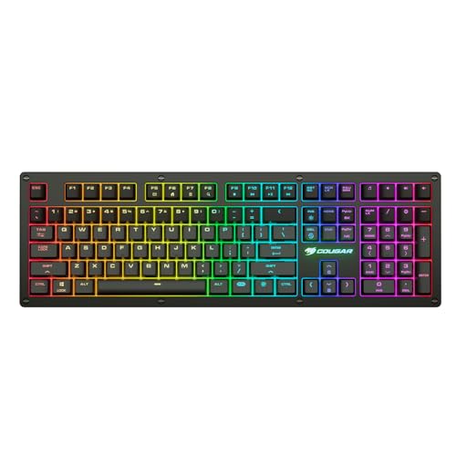 COUGAR Gaming | Gaming-Tastatur | Puri RGB mechanische AZERTY-Tastatur schwarz + Gehäuse – mechanische RGB-Schalter – Reaktionszeit 1 ms – 14 Leuchtmodi – Deckel mit magnetischer Befestigung von COUGAR