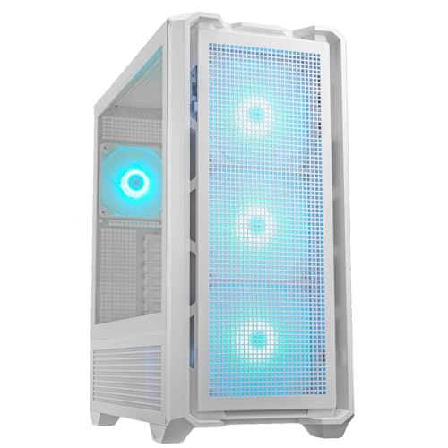 COUGAR Gaming-PC-Gehäuse, MX600 RGB Weiß – Mesh – thermische Leistung und exzellenter Luftstrom – Deckel mit Scharnieren – bis zu 2 Kühlkörper von COUGAR