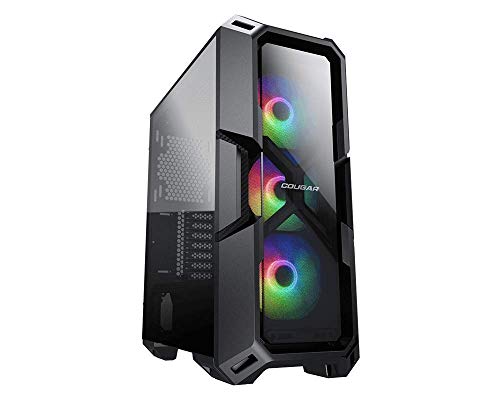 Cougar MX440-G RGB Leistungsstarkes und kompaktes Mid-Tower-Gehäuse mit Front- und Seitenwand aus gehärtetem Glas, 3 x ARGB-Lüfter von COUGAR