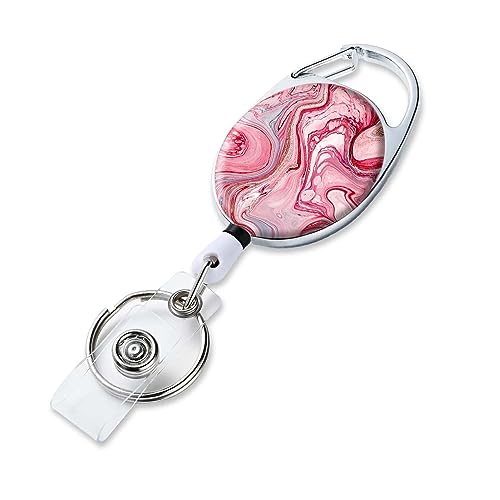 Ausweishalter mit einziehbarem Schlüsselanhänger für Schlüssel, niedlicher Name, Krankenschwester, dekorativer Ausweishalter mit Gürtelclip auf Ausweishaltern (roter Marmor) von COUKASO
