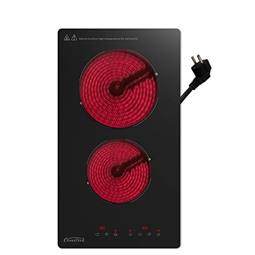 COVERCOOK Domino Glaskeramikkochfeld 30 cm, 2 Zonen elektrisches Kochfeld mit Stecker, Elektrokochfeld für alle Töpfe, glatte Arbeitsplatte aus schwarzem Glas, Touch-Steuerung, Timer, 3000 W COVERCOOK Domino Glaskeramikkochfeld 30 cm, 2 Zonen elektrisches Kochfeld mit Stecker, Elektrokochfeld für alle Töpfe, glatte Arbeitsplatte aus schwarzem Glas, Touch-Steuerung, Timer, 3000 W von COVERCOOK