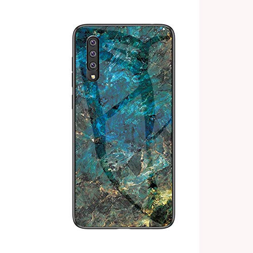 COVO® Hülle für Samsung Galaxy A50 Hülle Marmor Gehärtetem Glas & Silikon Rand Hybrid Hardcase Stoßfest Kratzfest Handyhülle Dünn Case Handyhülle für Samsung Galaxy A50 (Blau) von COVO