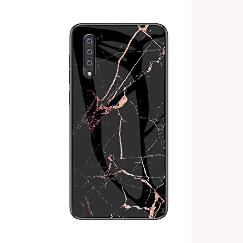 COVO® Hülle für Samsung Galaxy A70 Hülle Marmor Gehärtetem Glas & Silikon Rand Hybrid Hardcase Stoßfest Kratzfest Handyhülle Dünn Case Handyhülle für Samsung Galaxy A70 (Schwarzes Gold) von COVO