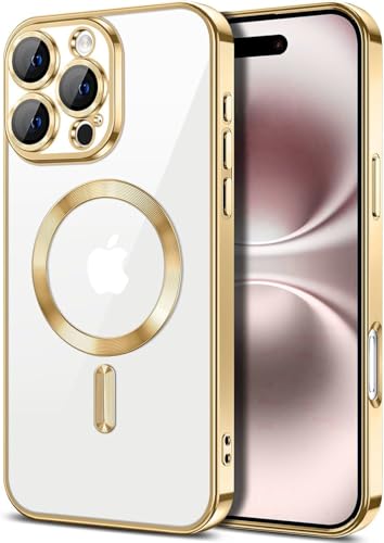COVRELLA Gold Case für iPhone 16 Pro Max Magnetisch & Transparent - iPhone 16 Pro Max Hülle Weich mit Kameraschutz & Linsenschutzglas - Kompatibel mit MagSafe COVRELLA Gold Case für iPhone 16 Pro Max Magnetisch & Transparent - iPhone 16 Pro Max Hülle Weich mit Kameraschutz & Linsenschutzglas - Kompatibel mit MagSafe von COVRELLA