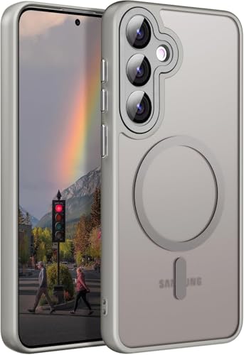COVRELLA Magnetische Samsung Galaxy S24 Hülle mit Kameraschutz & Linsenschutzglas - S24 Schutzhülle Grau, Matt & Durchsichtig - MagSafe-Kompatibel, Stoßfest & Starke Magnetkraft COVRELLA Magnetische Samsung Galaxy S24 Hülle mit Kameraschutz & Linsenschutzglas - S24 Schutzhülle Grau, Matt & Durchsichtig - MagSafe-Kompatibel, Stoßfest & Starke Magnetkraft von COVRELLA