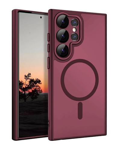 COVRELLA Magnetische Samsung Galaxy S24 Ultra Hülle mit Kameraschutz & Linsenschutzglas - S24 Ultra Case Rot, Matt & Durchsichtig - MagSafe-Kompatibel, Stoßfest & Starke Magnetkraft COVRELLA Magnetische Samsung Galaxy S24 Ultra Hülle mit Kameraschutz & Linsenschutzglas - S24 Ultra Case Rot, Matt & Durchsichtig - MagSafe-Kompatibel, Stoßfest & Starke Magnetkraft von COVRELLA