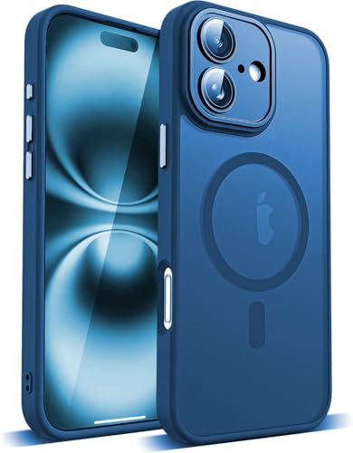 COVRELLA Magnetische iPhone 16 Hülle Blau mit Kameraschutz - Handyhülle iPhone 16 Case Matt & Durchscheinend für MagSafe - Stoßfest & Starke Magnetkraft COVRELLA Magnetische iPhone 16 Hülle Blau mit Kameraschutz - Handyhülle iPhone 16 Case Matt & Durchscheinend für MagSafe - Stoßfest & Starke Magnetkraft von COVRELLA