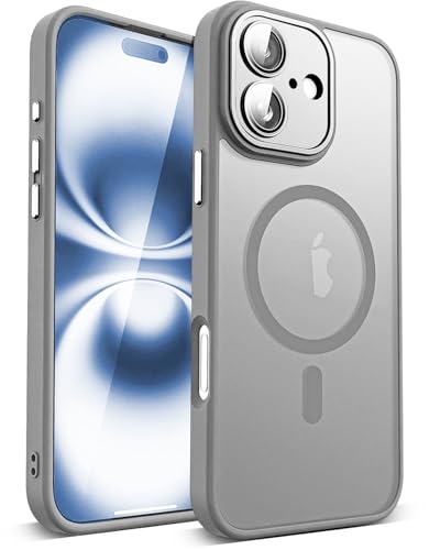 COVRELLA Magnetische iPhone 16 Hülle Grau mit Kameraschutz - Handyhülle iPhone 16 Case Matt & Durchscheinend für MagSafe - Stoßfest & Starke Magnetkraft COVRELLA Magnetische iPhone 16 Hülle Grau mit Kameraschutz - Handyhülle iPhone 16 Case Matt & Durchscheinend für MagSafe - Stoßfest & Starke Magnetkraft von COVRELLA