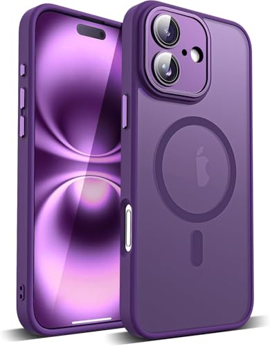 COVRELLA Magnetische iPhone 16 Hülle Lila mit Kameraschutz - Handyhülle iPhone 16 Case Matt & Durchscheinend für MagSafe - Stoßfest & Starke Magnetkraft COVRELLA Magnetische iPhone 16 Hülle Lila mit Kameraschutz - Handyhülle iPhone 16 Case Matt & Durchscheinend für MagSafe - Stoßfest & Starke Magnetkraft von COVRELLA