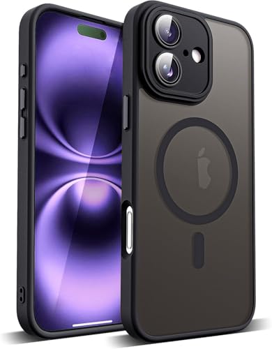 COVRELLA Magnetische iPhone 16 Hülle Schwarz mit Kameraschutz - Handyhülle iPhone 16 Case Matt & Durchscheinend für MagSafe - Militärschutz & Starke Magnetkraft COVRELLA Magnetische iPhone 16 Hülle Schwarz mit Kameraschutz - Handyhülle iPhone 16 Case Matt & Durchscheinend für MagSafe - Militärschutz & Starke Magnetkraft von COVRELLA