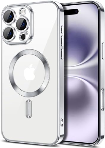 COVRELLA Hülle für iPhone 16 Pro Max Silber Magnetisch & Transparent - iPhone 16 Pro Max Case Weich mit Kameraschutz & Linsenschutzglas - Kompatibel mit MagSafe COVRELLA Hülle für iPhone 16 Pro Max Silber Magnetisch & Transparent - iPhone 16 Pro Max Case Weich mit Kameraschutz & Linsenschutzglas - Kompatibel mit MagSafe von COVRELLA