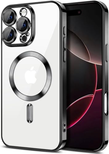 COVRELLA Magnetische iPhone 16 Pro Max Hülle Schwarz & Transparent - iPhone 16 Pro Max Case Weich mit Kameraschutz & Linsenschutzglas - Kompatibel mit MagSafe COVRELLA Magnetische iPhone 16 Pro Max Hülle Schwarz & Transparent - iPhone 16 Pro Max Case Weich mit Kameraschutz & Linsenschutzglas - Kompatibel mit MagSafe von COVRELLA