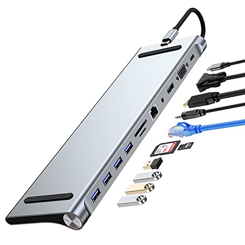 11-in-1-USB-C-Dockingstation,COVVY USB Typ C auf 4K 30Hz HDMI+VGA,SD/TF-Kartenleser,RJ45,4 USB3.0,Adapter für MacBook, Mac Pro, Mac Mini, iMac von COVVY