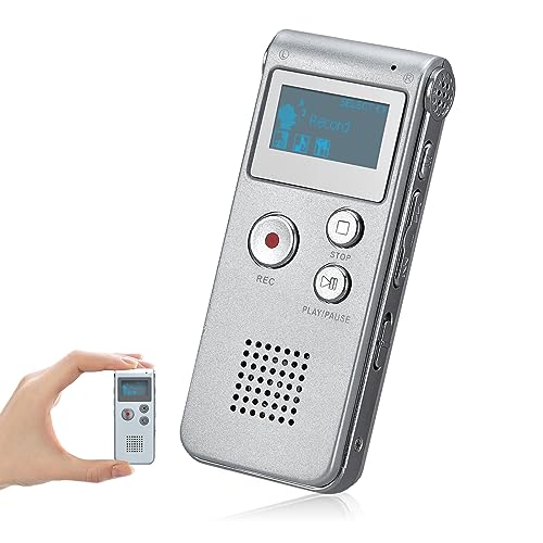 COVVY 16GB Portable Digital Voice Recorder Audio Recorder Sound Recorder Dictaphone LCD Recorder MP3 Player Dictaphone (Silver) von COVVY