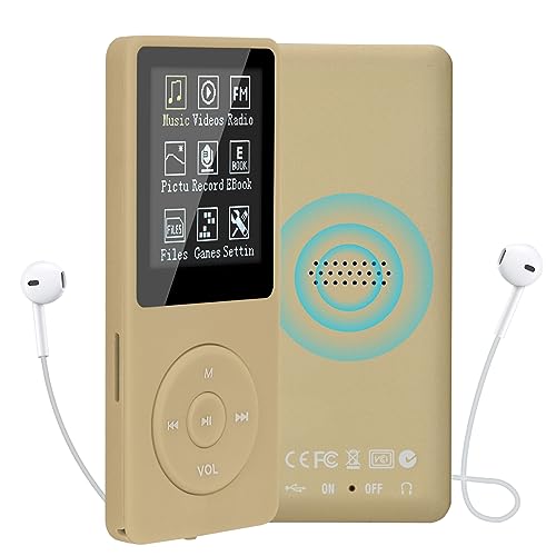 COVVY 16GB Tragbare MP3 Musik Player, Support bis zu 64GB SD Speicherkarte, Lossless Sound HiFi MP3 Player, Music/Video/Sprachaufnahme/FM Radio/E-Book Reader/Fotobetrachter(16G, Gold) von COVVY
