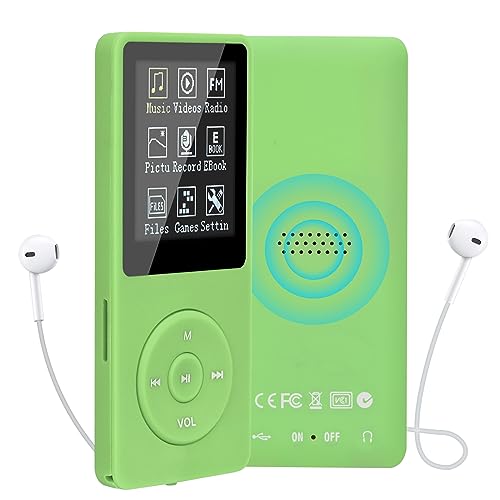 COVVY 16GB Tragbare MP3 Musik Player, Support bis zu 64GB SD Speicherkarte, Lossless Sound HiFi MP3 Player, Music/Video/Sprachaufnahme/FM Radio/E-Book Reader/Fotobetrachter(16G, Grün) von COVVY