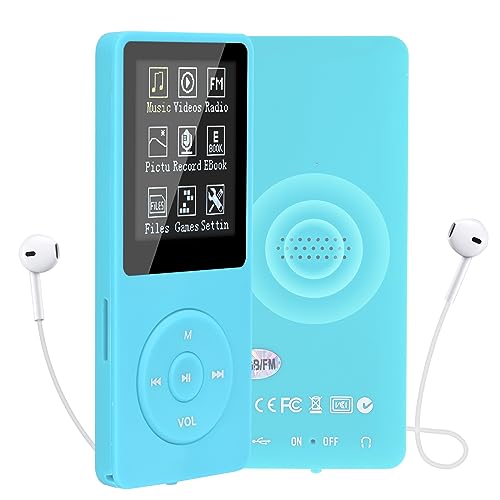 COVVY 16GB Tragbare MP3 Musik Player, Support bis zu 64GB SD Speicherkarte, Lossless Sound HiFi MP3 Player, Music/Video/Sprachaufnahme/FM Radio/E-Book Reader/Fotobetrachter(16G, Hellblau) von COVVY