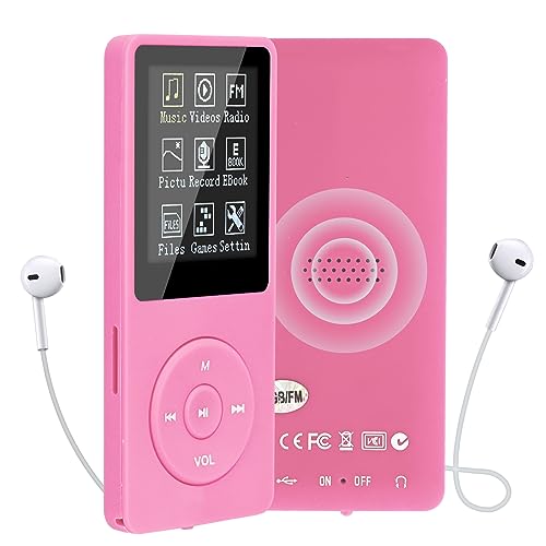 COVVY 16GB Tragbare MP3 Musik Player, Support bis zu 64GB SD Speicherkarte, Lossless Sound HiFi MP3 Player, Music/Video/Sprachaufnahme/FM Radio/E-Book Reader/Fotobetrachter(16G, Rosa) von COVVY