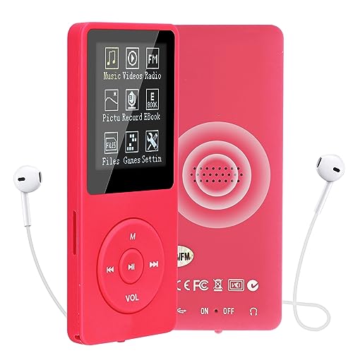 COVVY 16GB Tragbare MP3 Musik Player, Support bis zu 64GB SD Speicherkarte, Lossless Sound HiFi MP3 Player, Music/Video/Sprachaufnahme/FM Radio/E-Book Reader/Fotobetrachter(16G, Rot) von COVVY
