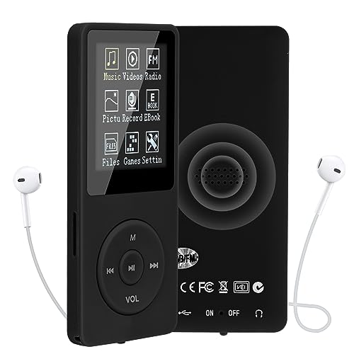 COVVY 16GB Tragbare MP3 Musik Player, Support bis zu 64GB SD Speicherkarte, Lossless Sound HiFi MP3 Player, Music/Video/Sprachaufnahme/FM Radio/E-Book Reader/Fotobetrachter(16G, Schwarz) von COVVY