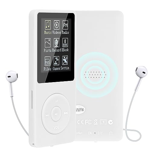 COVVY 16GB Tragbare MP3 Musik Player, Support bis zu 64GB SD Speicherkarte, Lossless Sound HiFi MP3 Player, Music/Video/Sprachaufnahme/FM Radio/E-Book Reader/Fotobetrachter(16G, Weiß) von COVVY