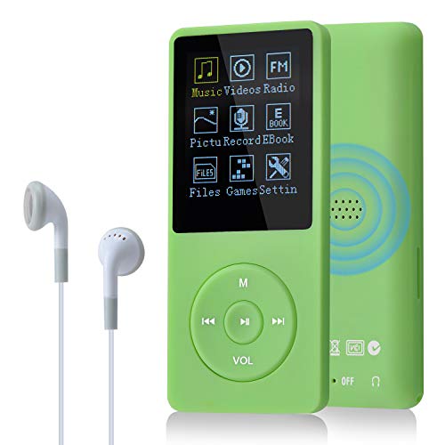 COVVY 8GB Tragbare MP3 Musik Player, Support bis zu 64GB SD Speicherkarte, Lossless Sound HiFi MP3 Player, Music/Video/Sprachaufnahme/FM Radio/E-Book Reader/Fotobetrachter(8G, Grün) von COVVY