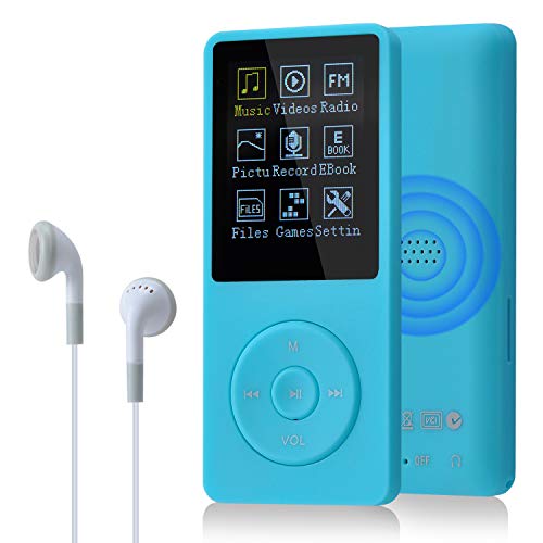 COVVY 8GB Tragbare MP3 Musik Player, Support bis zu 64GB SD Speicherkarte, Lossless Sound HiFi MP3 Player, Music/Video/Sprachaufnahme/FM Radio/E-Book Reader/Fotobetrachter(8G, Hellblau) von COVVY