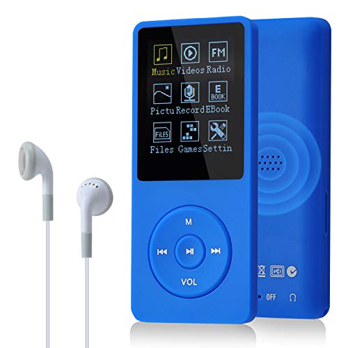 COVVY 8GB Tragbare MP3 Musik Player, Support bis zu 64GB SD Speicherkarte, Lossless Sound HiFi MP3 Player, Music/Video/Sprachaufnahme/FM Radio/E-Book Reader/Fotobetrachter(8G, Navy Blau) von COVVY