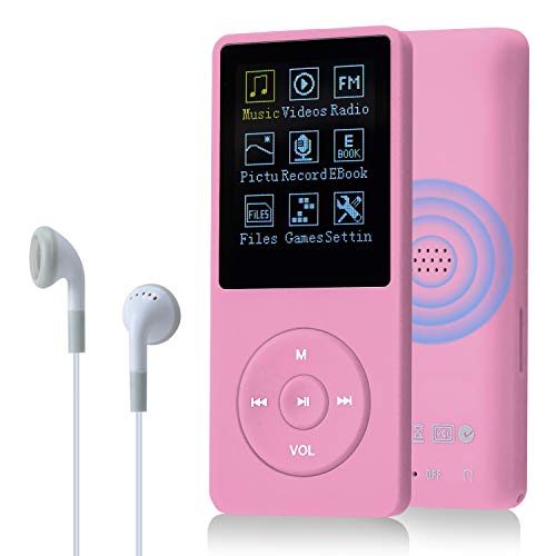 COVVY 8GB Tragbare MP3 Musik Player, Support bis zu 64GB SD Speicherkarte, Lossless Sound HiFi MP3 Player, Music/Video/Sprachaufnahme/FM Radio/E-Book Reader/Fotobetrachter(8G, Rosa) von COVVY