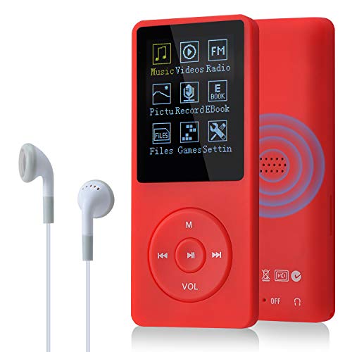 COVVY 8GB Tragbare MP3 Musik Player, Support bis zu 64GB SD Speicherkarte, Lossless Sound HiFi MP3 Player, Music/Video/Sprachaufnahme/FM Radio/E-Book Reader/Fotobetrachter(8G, Rot) von COVVY