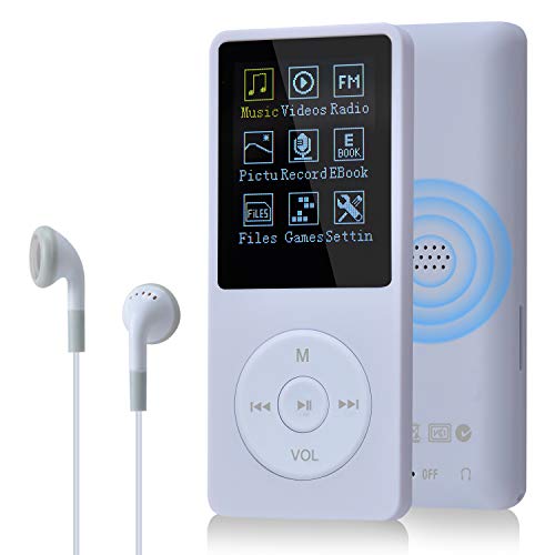 COVVY 8GB Tragbare MP3 Musik Player, Support bis zu 64GB SD Speicherkarte, Lossless Sound HiFi MP3 Player, Music/Video/Sprachaufnahme/FM Radio/E-Book Reader/Fotobetrachter(8G, Weiß) von COVVY